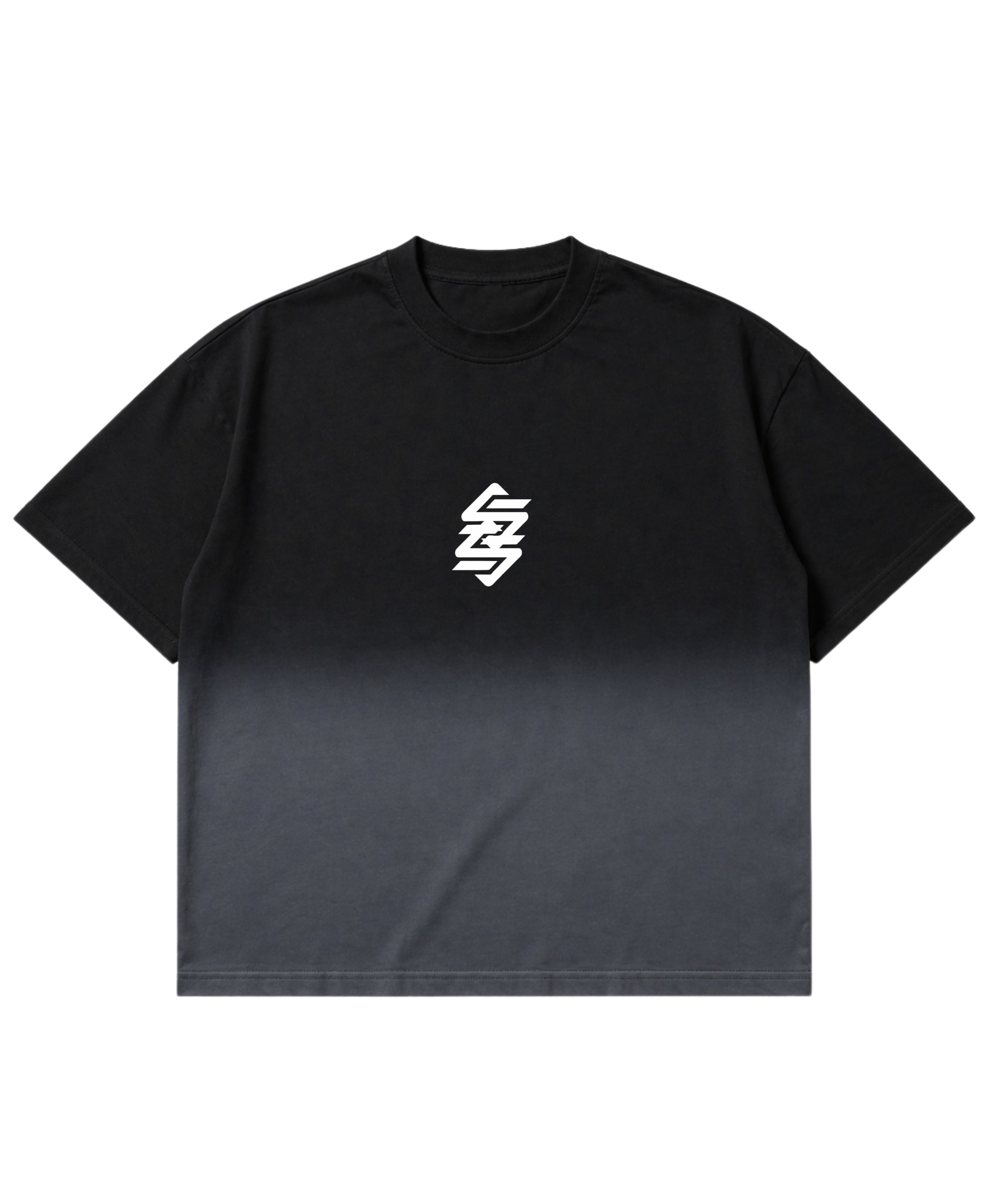 Black Ombré Wash Boxy Fit T-shirt Front Design